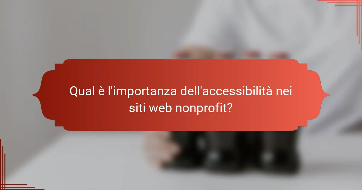 Qual è l'importanza dell'accessibilità nei siti web nonprofit?