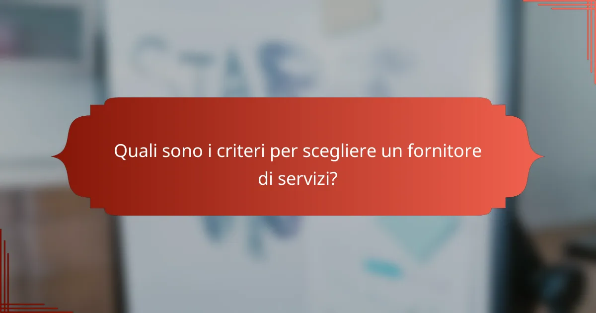 Quali sono i criteri per scegliere un fornitore di servizi?