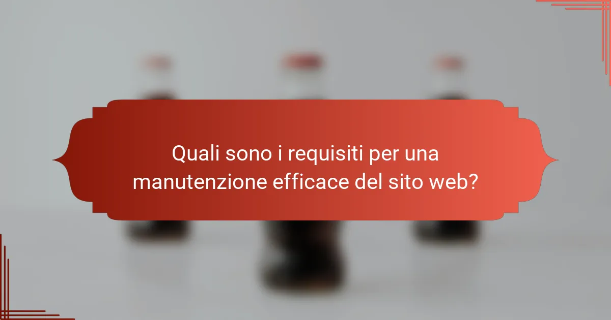 Quali sono i requisiti per una manutenzione efficace del sito web?