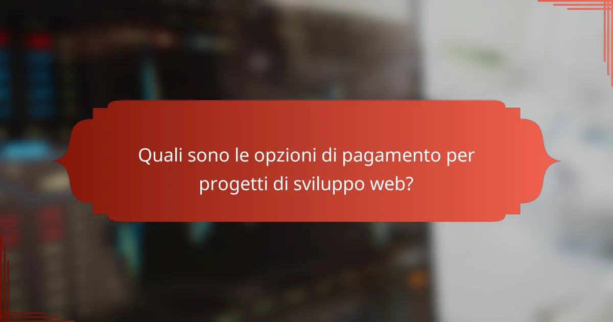 Quali sono le opzioni di pagamento per progetti di sviluppo web?